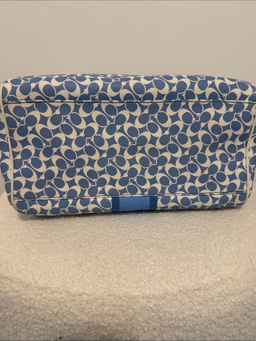 Coach Blue & White Signature Chelsea Stripe Satchel with Leather Trim Early 2010 - Picture 7 of 7